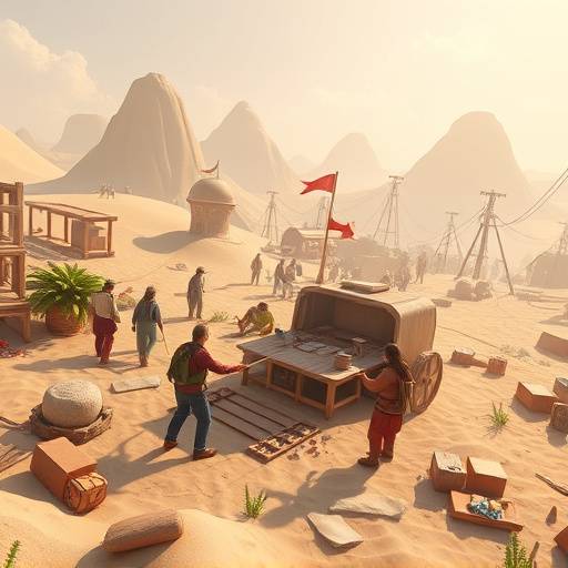 Players collaborating in a virtual world, building a structure together in a sandbox game.