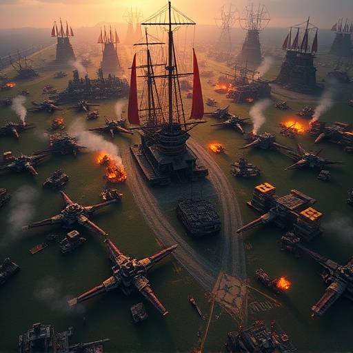 Scene from a popular strategy game showing a complex battlefield.